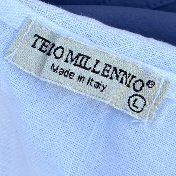 Terzo Millennio EUC White Linen Top Sz Large - Picture 2 of 4